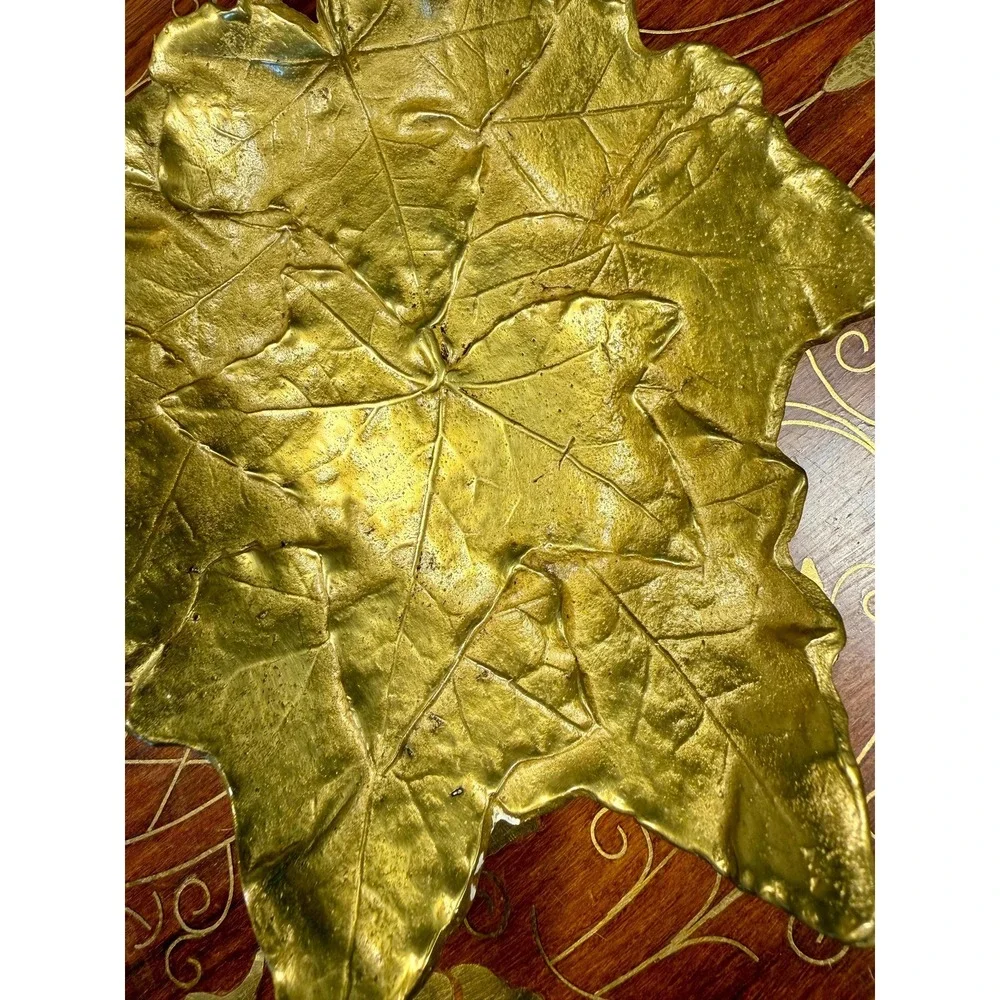 Vintage Brass Ivy Leaf Dish • Cambron Solid Brass Trinket Tray Catchall